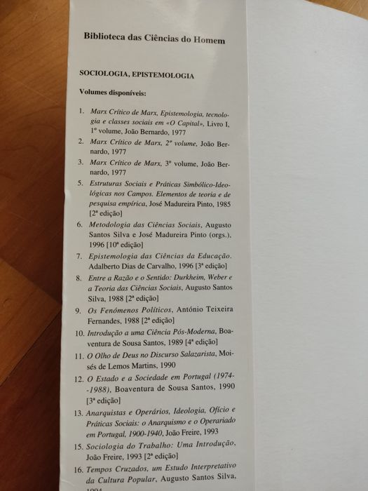 Livro metodologia das ciências sociais, Augusto Santos Silva