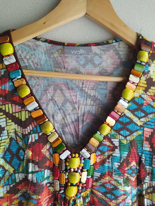 Wallis kolorowa luźna Sukienka z kamykami r.38/40 M/L