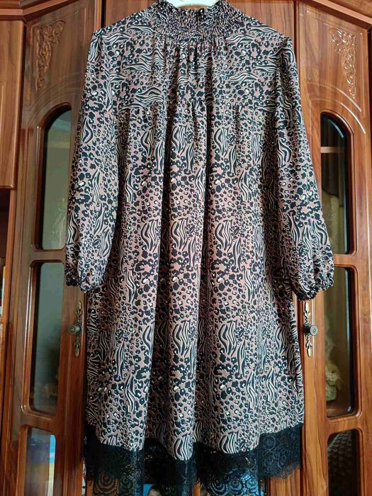 Плаття трапеція в модний принт 54-56р