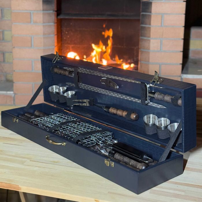 Набір шампурів КОСУЛЯ ELIT BS74 Набор для шашлыка в кейсе на подарок