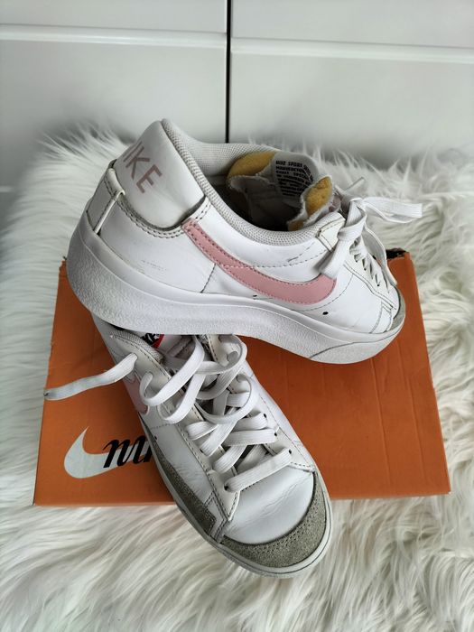 nike blazer low biało różowe