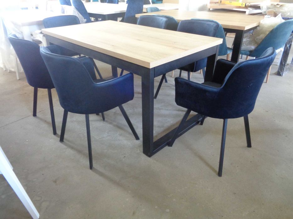 Stół LOFT industrialny 180x100+2x45 Dostawki EGGER Solidna Rama