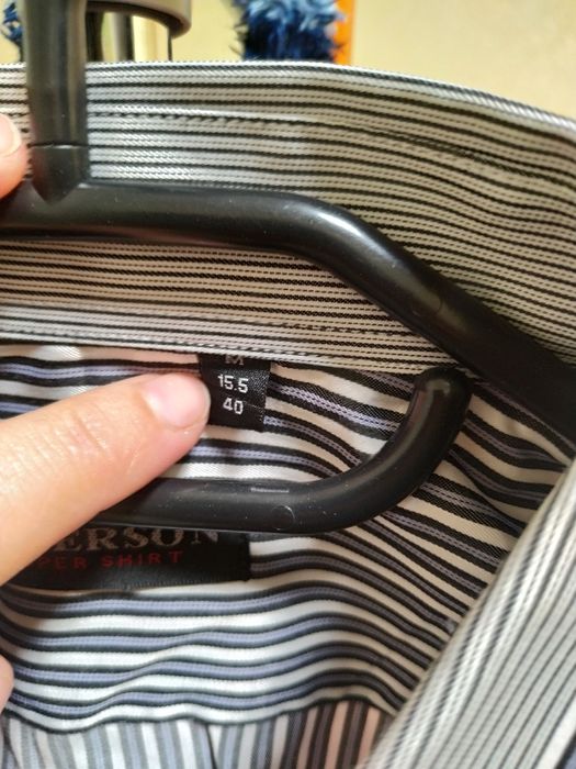 Новая мужская рубашка в полоску, размер М, ворот 40