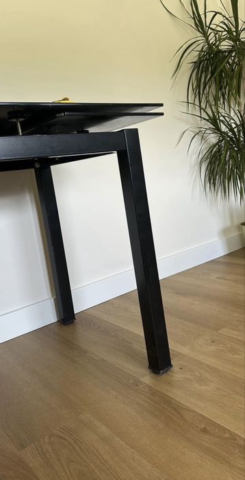 Mesa Vidro Preta Extensível até 1,70m x 70cm