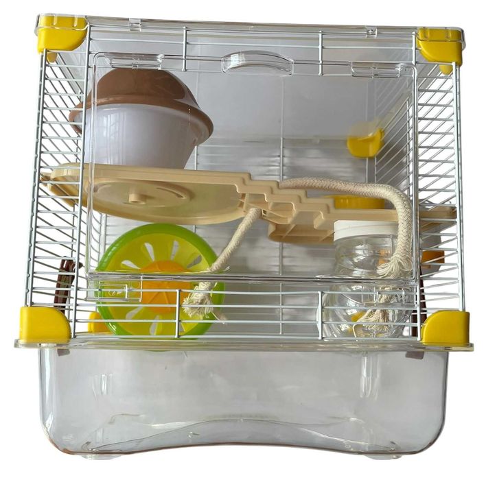 Mała klatka domek dla chomika myszy gryzonia z akcesoriami