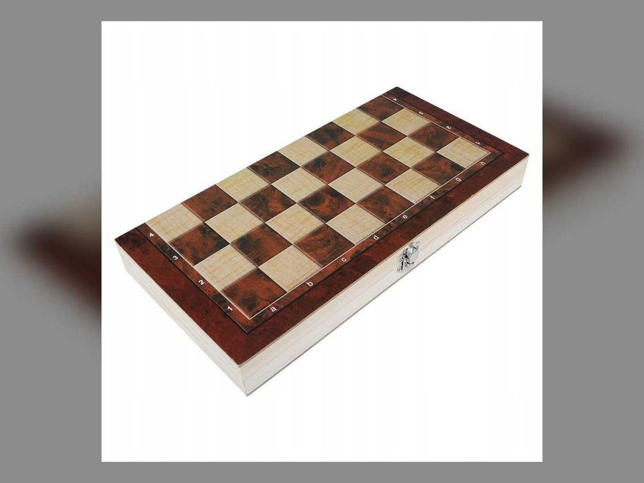 Nowe Szachy Drewniane 3w1 Warcaby Tryktrak Duża Plansza 34x34 Cm