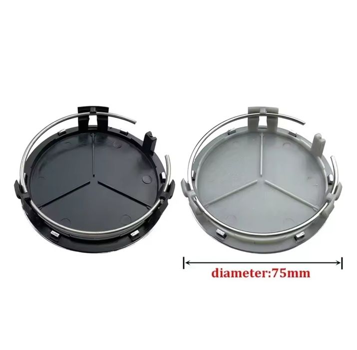 Mercedes dekielki zaślepki na felgi 4 sztuki 75 mm srebrne czarne