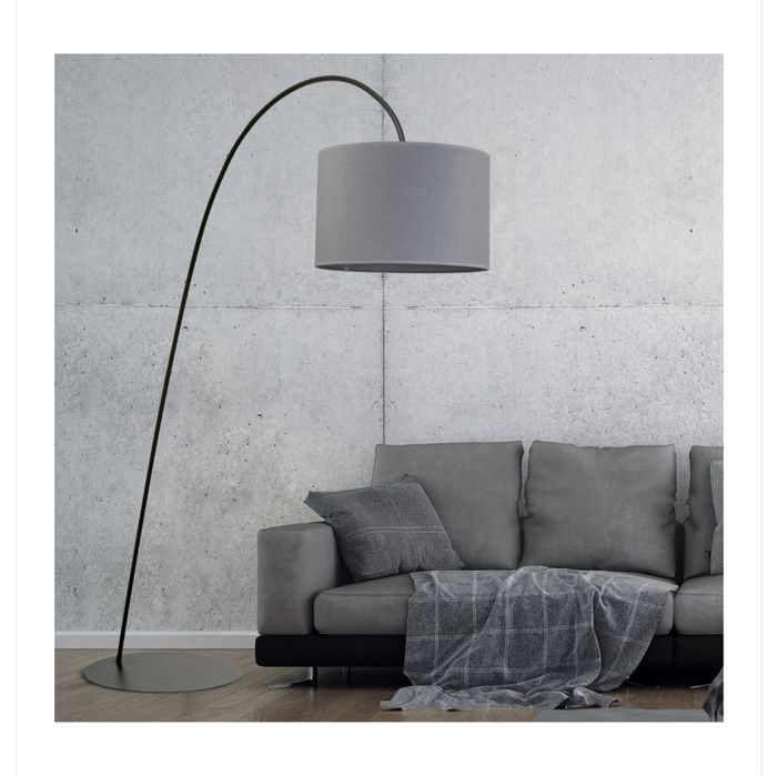 Nowodvorski lampa łukowa podłogowa czarna szary klosz