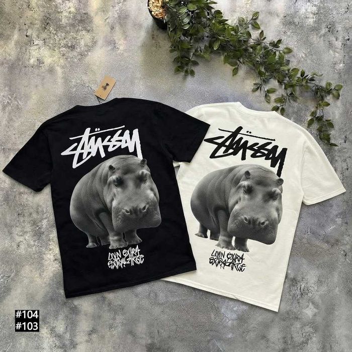 Чорна / Біла Нова Футболка Stussy Fuzzy Dice Yellow / XS-XXL