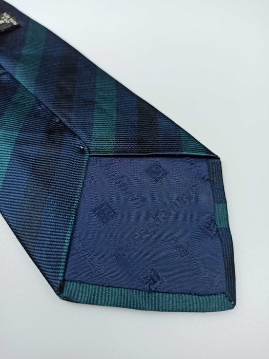 Pierre Balmain zielony jedwabny krawat w paski ulu30