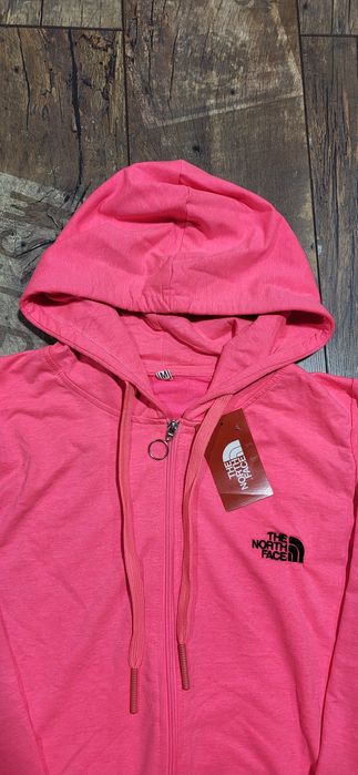 TNF śliczna bluza damska zasuwana kaptur neon róż bawełna M