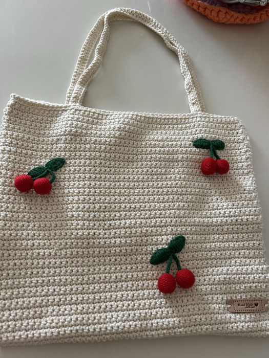 Saco de crochet - tote bag e bolsa telemovel Feito à mão