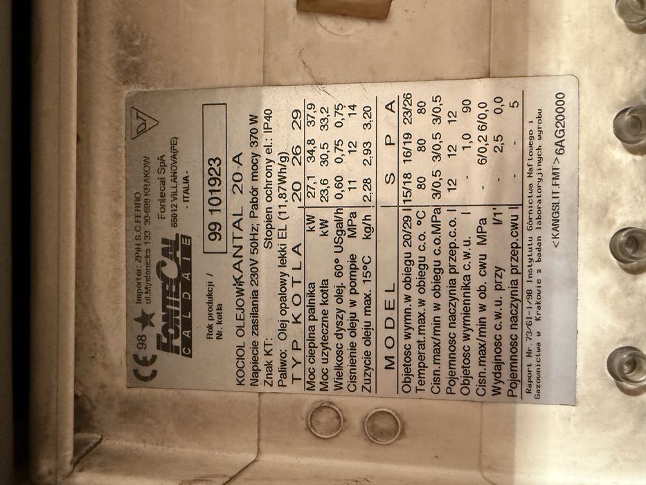 Piec olejowy fontecal 20kW