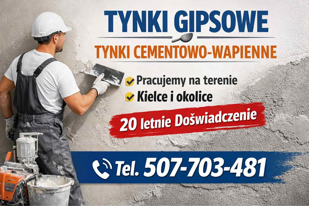 Tynki Gipsowe i cementowo-wapienne Kielce, Starachowice Ostrowiec Świę