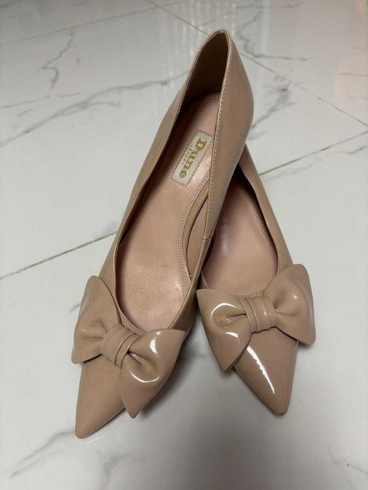 Szpileczki damskie Dune Berell, nude, niewysoki obcas, z kokarda, super eleganckie, uzywane, stan jak nowe