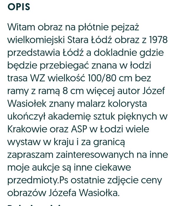 Pejzaż wielkomiejski Stara Łódź Józef Wasiołek..