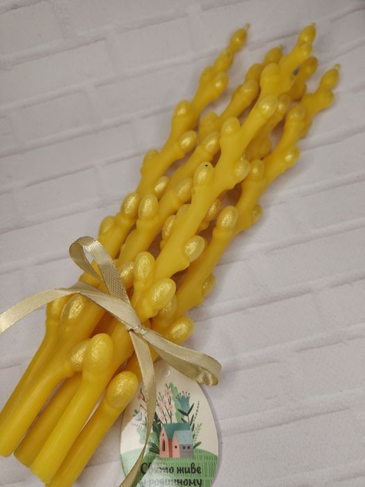 Натуральні бджолині воскові свічки Гілочка Верба