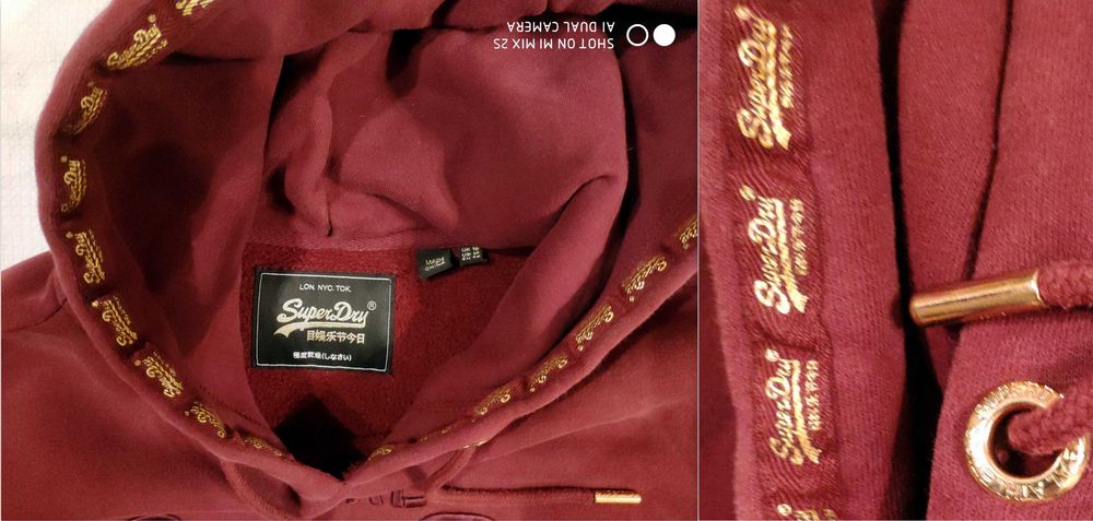 bluza # SUPERDRY Vintage Logo Premium Kaptur Solidna Ciepła LUX # L