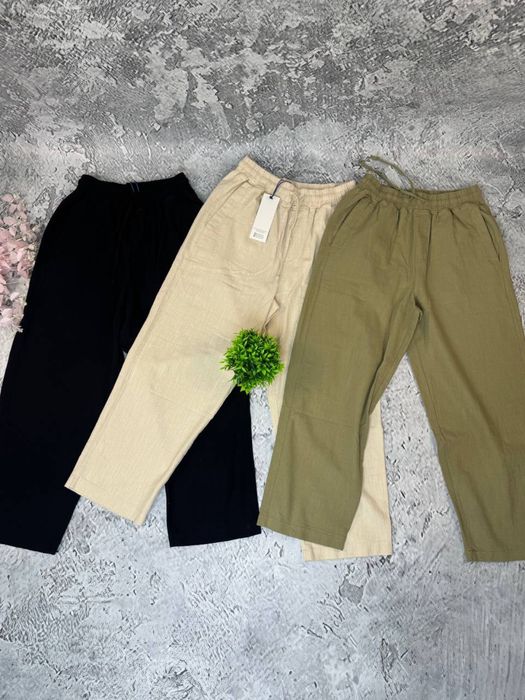 Штани Лляні чоловічі без бренд чорні широкі штаны льляные мужские