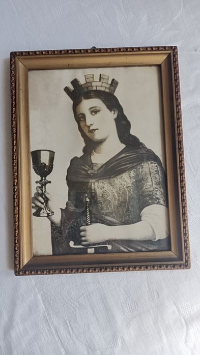 Stary obrazek religijny Św Barbara