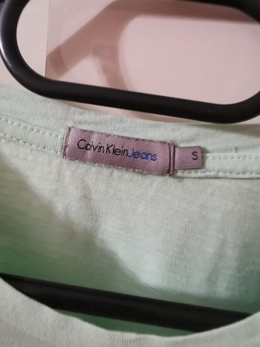 Bluzka koszulka krótki rękaw Calvin Klein Jeans 36 S miętowa damska