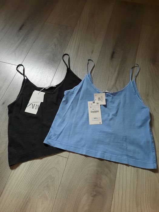 Zestaw topów basic zara bluzka crop top podkoszulka XS S 34 36