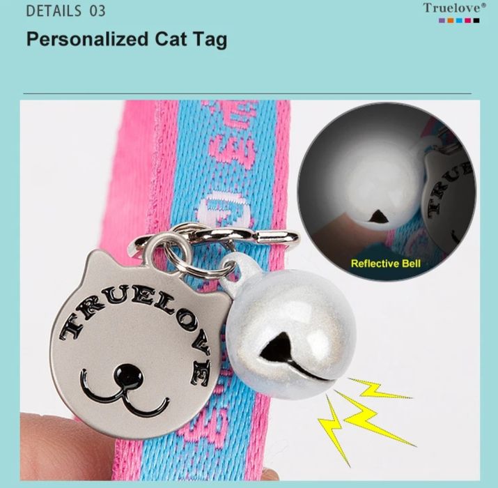 Ошейник с поводком для котов truelove