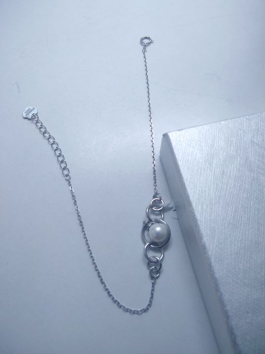 Srebrna bransoletka z perełką srebro 925 długość 20 cm   248