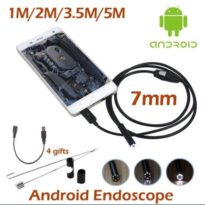 Эндоскоп камера гибкий шнур 2м 5м для смартфона Android USB Type C