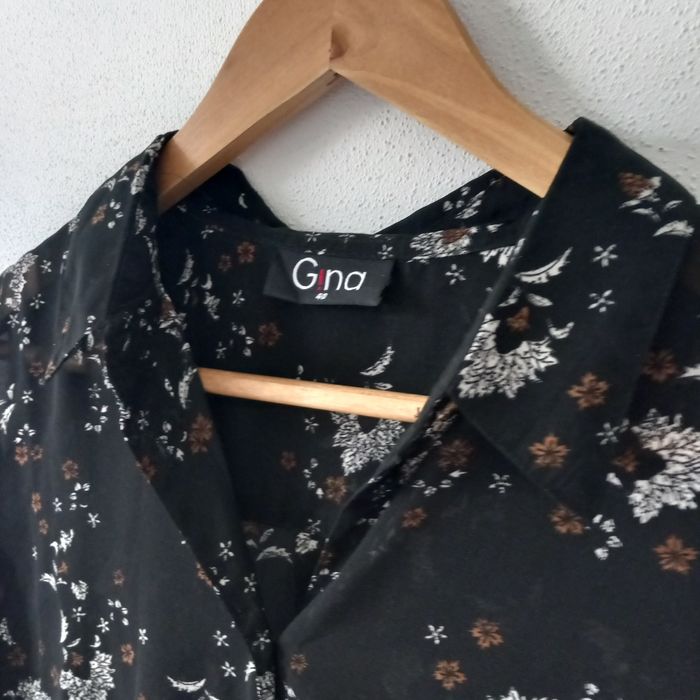 Bluzka koszulowa mgiełka kwiatki liście Gina L 40 12