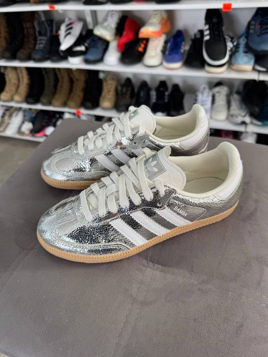 adidas gazelle silver green womens Adidas Samba 420 (No Heel Embroidery)