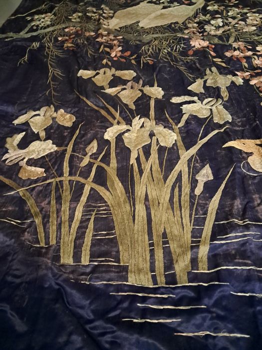 Colcha e fronhas de seda chinesa sec. XIX