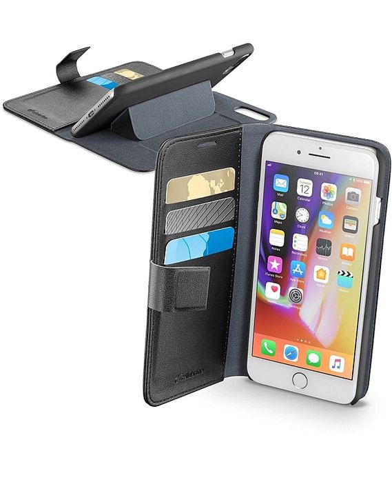 Etui Cellularline Book Agenda iPhone 7 Plus / 8 Plus czarne z kieszonk