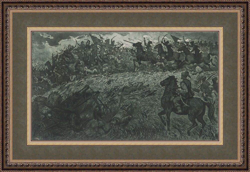 Дерегус Михайло(1904-1997) Битва козаків 56*87см Батальна Народный х-к