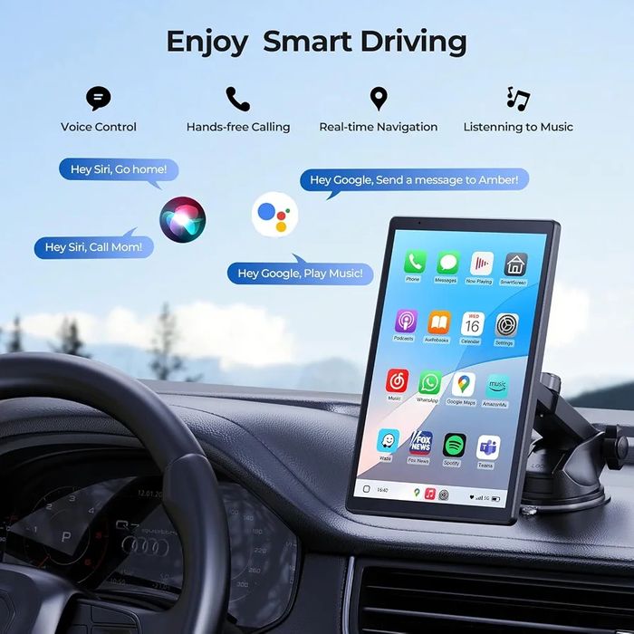 Автомобильный экран KRUNIA 8 дюймов для Apple CarPlay Android Auto с камерой заднего вида и голосовым управлением
