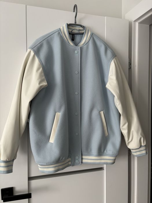 Kurtka bomberka H&M XS 160/80A niebiesko-biała