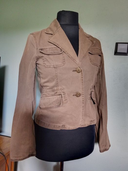 Marynarka żakiet damski jasny brąz 100% bawełna L