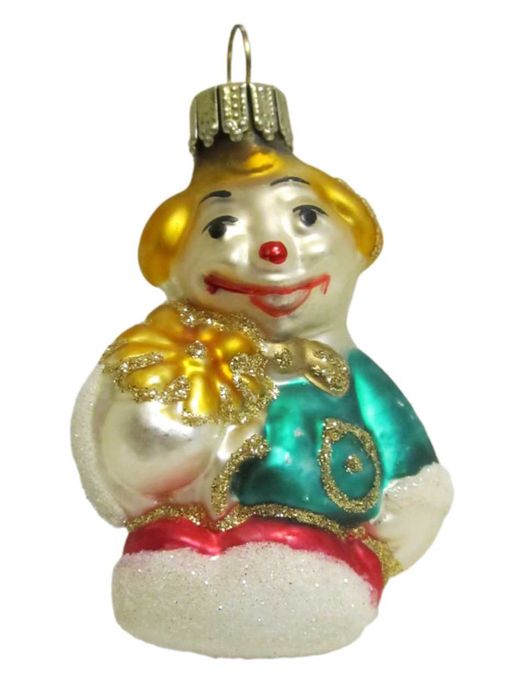 Елочная игрушка подвес "Клоун с цветком" 7 см