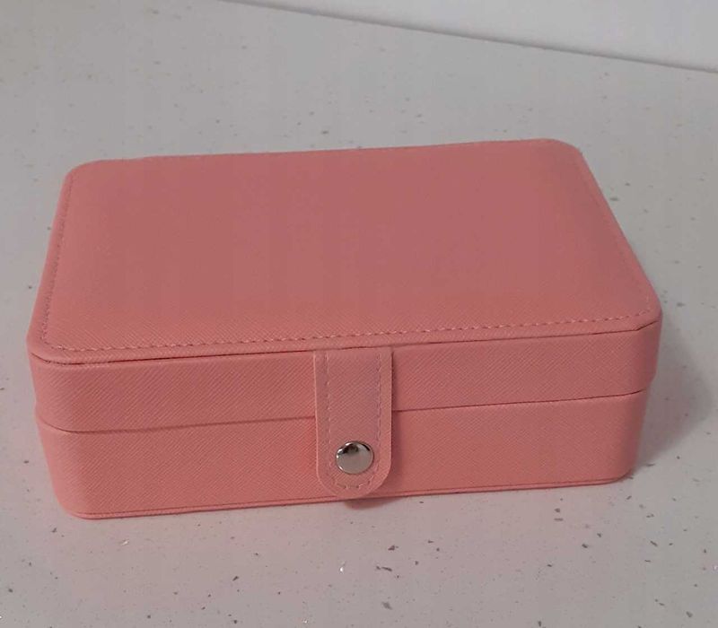 Szkatułka na biżuterię kuferek organizer różowy etui podróżne