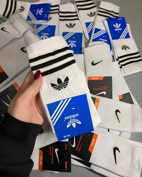 УПАКОВКА 12 ПАР 250ГРН Шкарпетки Nike Adidas .Носки найк адідас високі