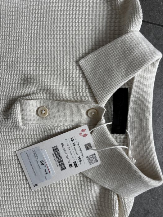 Sweterkowa koszulka polo Zara ecru r.164 nowa
