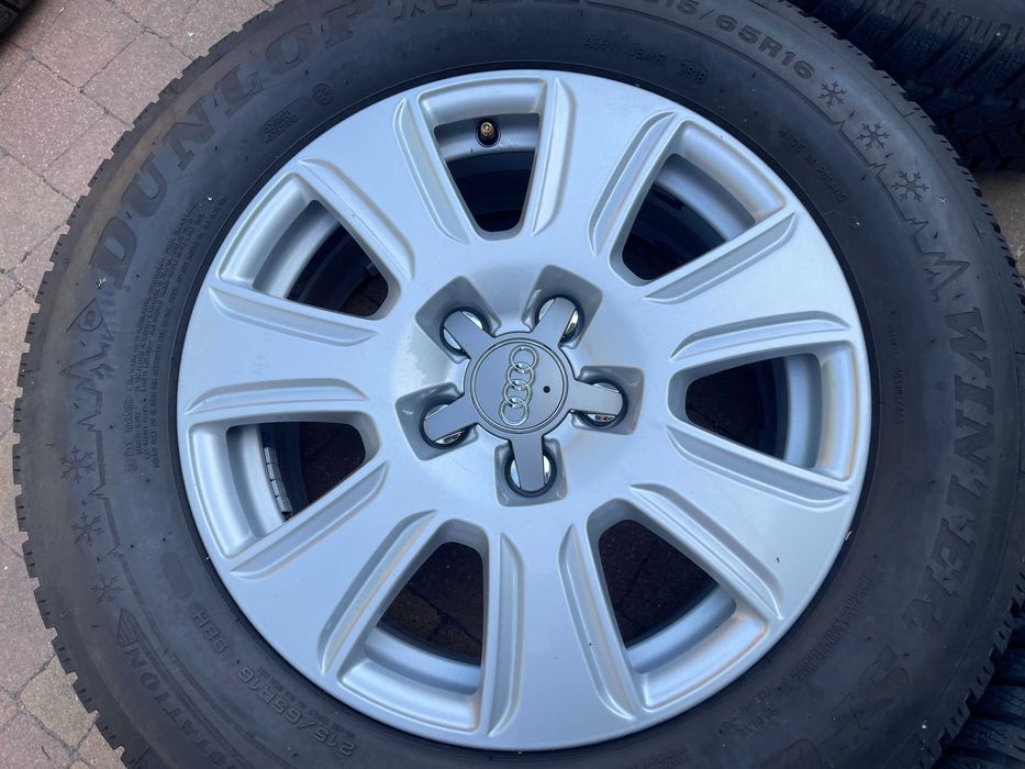 4138. Alufelgi 16" koła zimowe Audi Q3 oryginalne 5x112 ET33 215/65/16 Dunlop 8.8mm