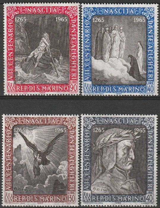 znaczki San Marino - 1965 - DANTE ALIGHIERI  - czyste **