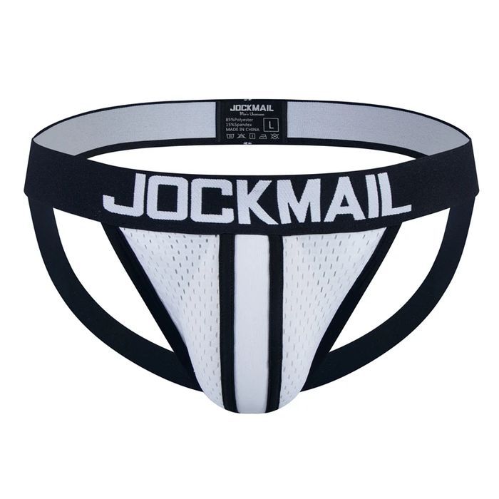 Sexy Męskie Sportowe Jockstrapy z Siatką i Kieszonką na Trening - M
