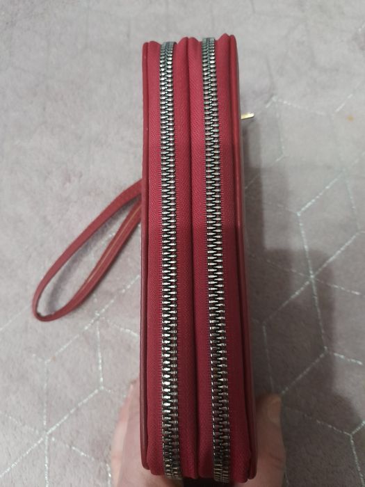 Portfel bordowy z dwoma kieszonkami