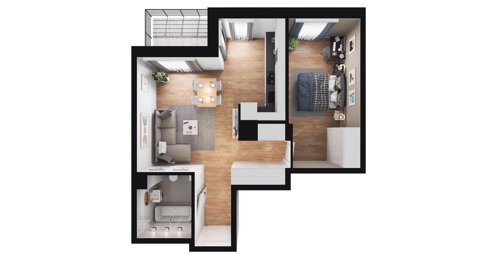 2-pokojowe mieszkanie 46m2 + loggia Bezpośrednio