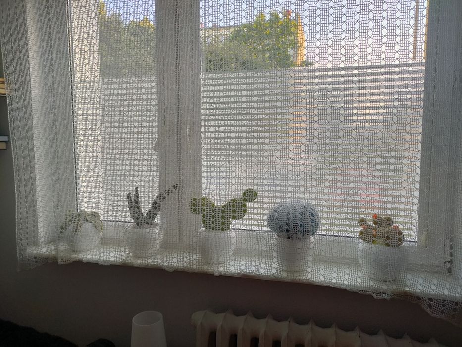 Firana ręcznie robiona z nici bawelnianej siatka