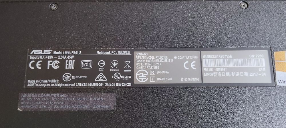 Laptop Asus F541U Intel 3 1TB SSD