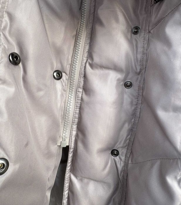 Damska długa kurtka płaszcz z kapturem  naturalny puch beżowa 42