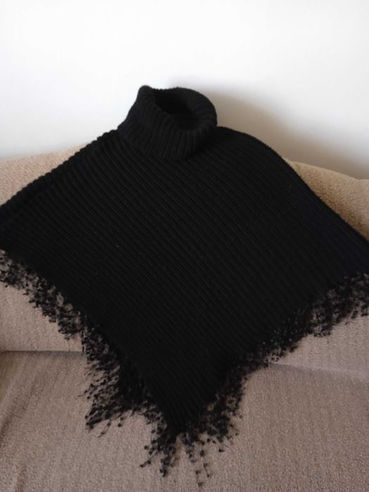 Ciepłe ponczo peleryna nakrycie chusta damskie czarne